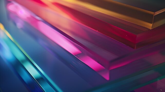 light through Stack of different colours Cast Acrylic Sheet : Generative AI
