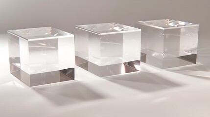 ACRYLIC BLOCKS 4 SOLID PERSPEX BLOCKS PLINTHS Clear Acrylic Rectangular Oblong Plinths for Product Photography Props or Retail Jewellery Displays Transparent Acrylic Pedestal Clipping  : Generative AI - obrazy, fototapety, plakaty