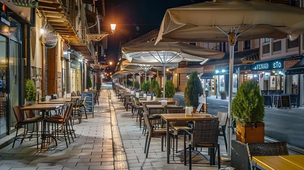  Portales street with restaurants in evening Logrono Spain : Generative AI © Generative AI