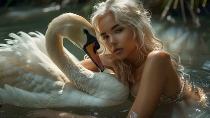 Deurstickers Beauty and swan © Cho