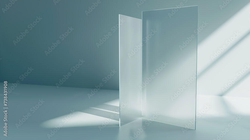 Poster flyer glass plastic holder stand brochure flier mock up for the design presentation isolated on whit