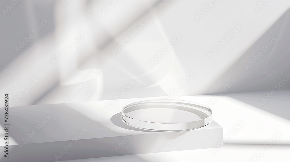 Poster pedestal shadow display glass podium acrylic block platform for product presentation transparent geo