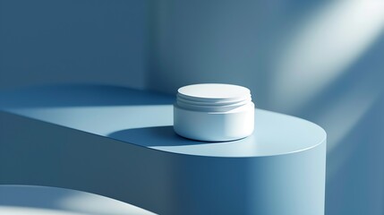 Background for cosmetic product packaging on blue backdrop Showcase for jewellery presentation monochrome platform for perfume advertising cosmetics stand minimal background branding s : Generative AI