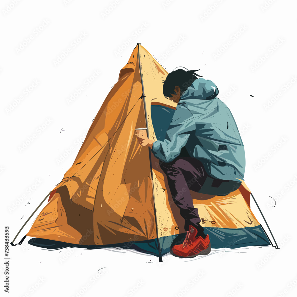 Wall mural Person in Camp Illustration