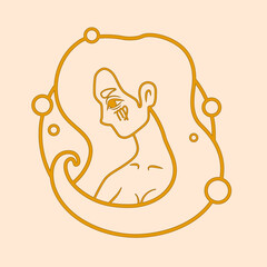 Astrology sign Virgo on beige background