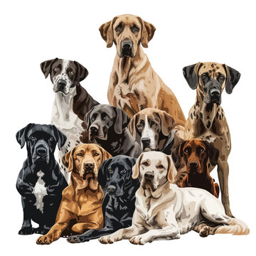 Group Of Dogs Illustration