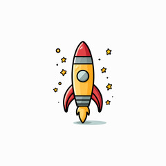 Rocket Landscape logo design vector illustration