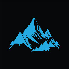 Blue mountain vector icon. Black background - 738435342