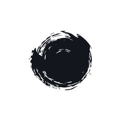 Circle drawn in black paint on white background 
