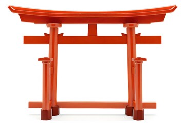 an orange japanese tori tori gate on a white background, 