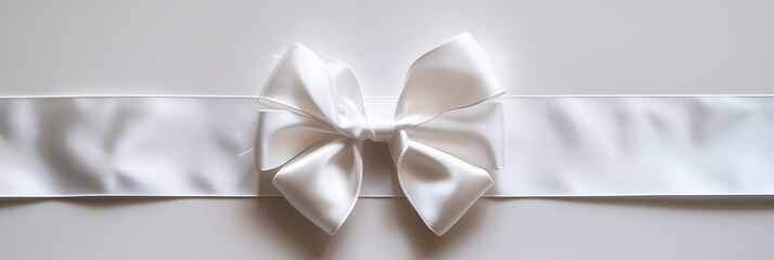 white silver bow with ribbon isolated on white