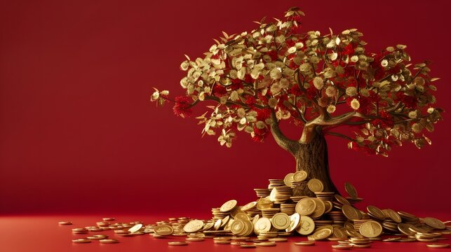chinese new year tree full of money