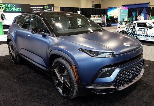 TORONTO-FEBRUARY 15, 2024: The electric SUV Fisker Ocean One at the 2024 Canadian International Auto Show in Toronto