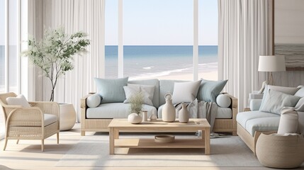 Fototapeta na wymiar Modern elegant living room interior design inspired by scandinavian simplicity 
