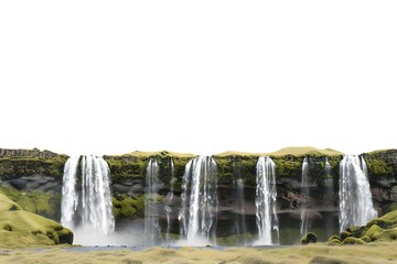 waterfalls in iceland isolated on white