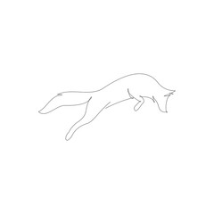 Fox in line art and abstract icon. Fox wall art decoration design. Abstract and minimalist outline fox icon. Continuous one line drawing of a fox. Vector illustration
