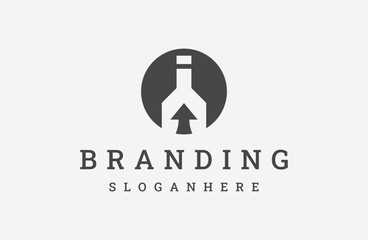 Bottle arrow logo icon design template vector illustration on white background .
