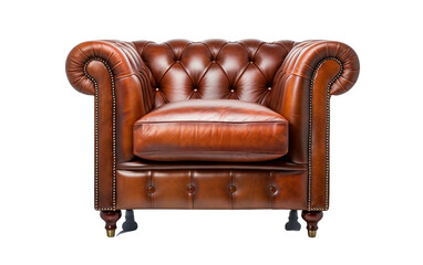 Luxurious Aniline Leather Chair Isolated on Transparent Background PNG.