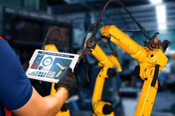 XAI Smart industry robot arms for digital factory production technology showing automation...