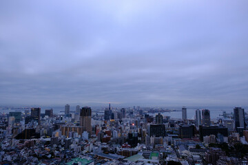 夜明け前の港町神戸。高台のビーナスブリッジより撮影
