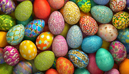 Fototapeta na wymiar A Multitude of Vibrant Easter Eggs