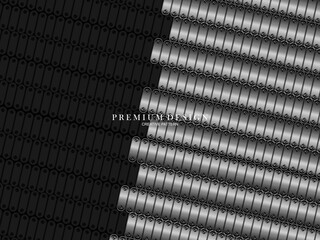 Abstract gray black white metal premium wall, 3D metal futuristic surface, modern building design.