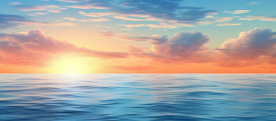 Naklejka na ściany i meble Sky and clouds over water on a blue horizont