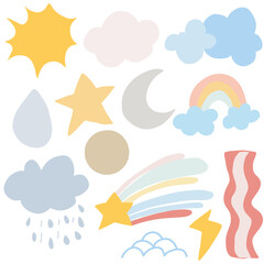 stock of  kawaii weather character cartoon isolated on background.
