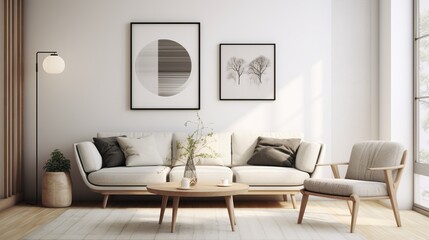 Interior design of modern elegant living room inspired with scandinavian sophistication 