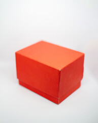 Fototapeta premium red box on white background, close up