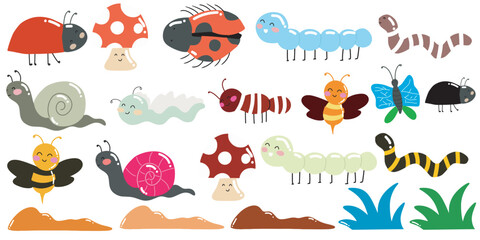 set of doodles insect animal. vector illustration stock