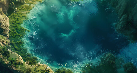 Fototapeta na wymiar the blue water of a lake