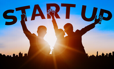 Start Up Business of Creative People Concept - Modern graphic interface showing symbol of...