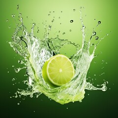 Fresh Lime with a Splash of green Water