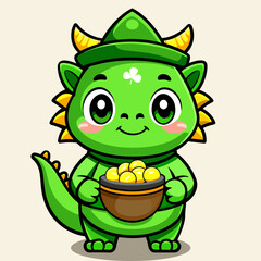 Fototapeta premium A Dragon cartoon saint patrick's day.Generative AI