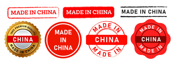 Made in China rectangle and circle stamp label sticker sign product Chinese product
