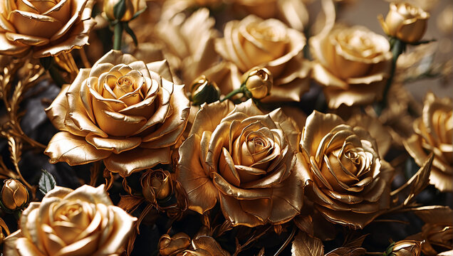 golden rose flowers decoration