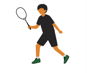 badminton player flat mascot illustration logo