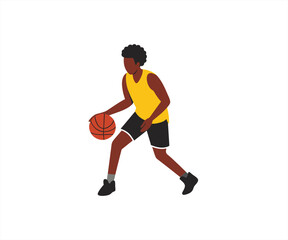 Fototapeta na wymiar basketball player flat mascot illustration