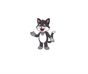 handrawn friendly cat character mascot illustration