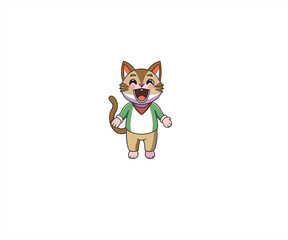 handrawn friendly cat character mascot illustration