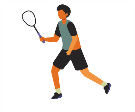 badminton player flat mascot illustration logo