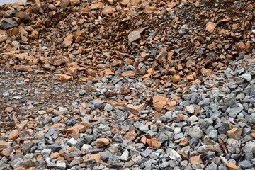 Gravel pile, two different materials.