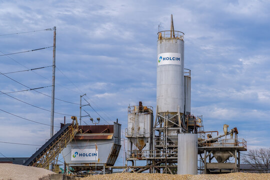 Earhart Ready Mix Plant, a Holcim Cement Mixing Facility, on Forshey Street on February 15, 2024 in New Orleans, Louisiana, USA