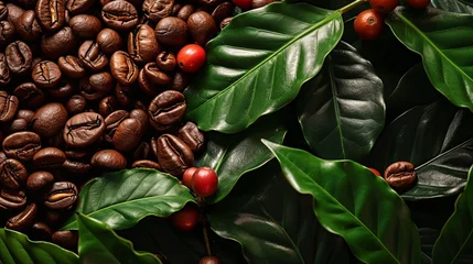  Coffee bean plant plantation with leaves and leaves. Banner background design  © PrettyVectors