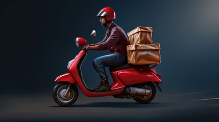 Foto op Canvas motorcycle on the street, delivery service , Motorcycle courier or Pizza delivery speeding © Rayhanbp