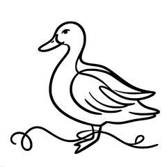 Single line vector drawing of a duck standing