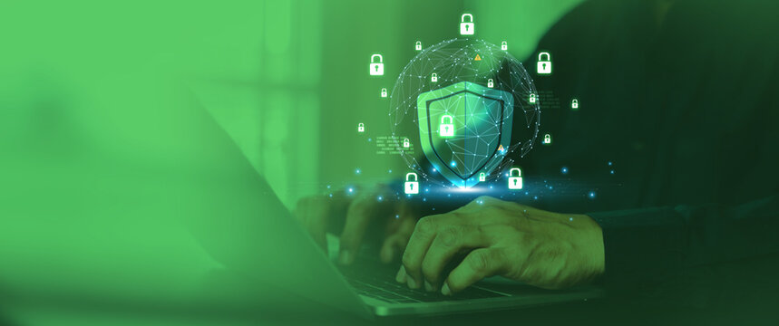 Cyber security data protection online computer network and personal privacy user access key protect and hacker cybercrime prevent or safety storage cloud transfer sharing financial internet banking