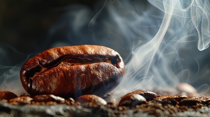 Coffee bean frying with smoke steam aroma. Banner background design
