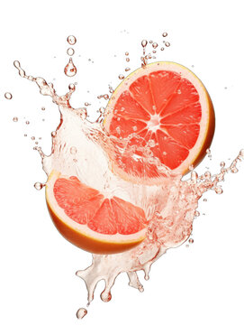 grapefruit slices splashing water clip art preview